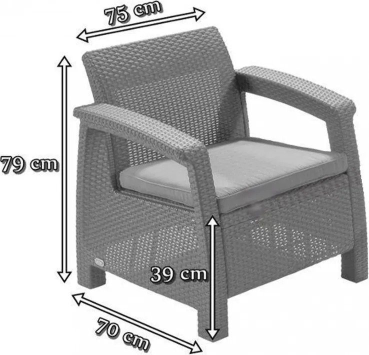 Set de mobilier de grădină Corfu Big, maro