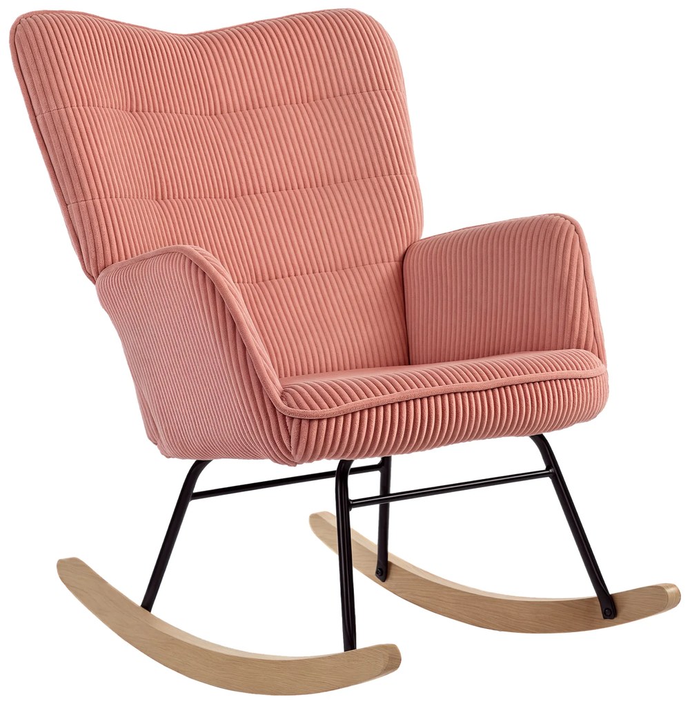 HOMCOM Fotoliu cu leagăn, Fotoliu de relaxare, Scaun cu leagăn, rezistent până la 120 kg, Poliester, 98 x 71 x 101 cm, Roz | Aosom Romania