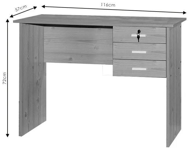 Birou cu sertare Sophia natural 116x57x72cm