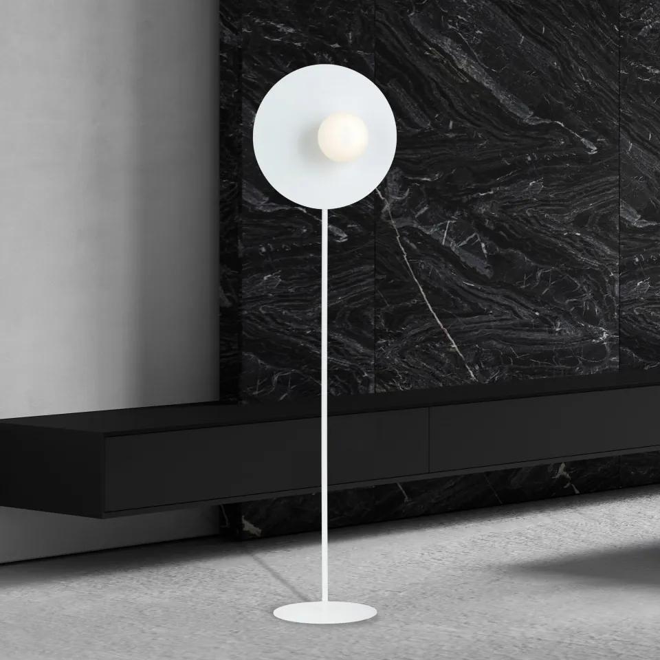 Lampadar modern alb cu glob de sticla alb Oslo