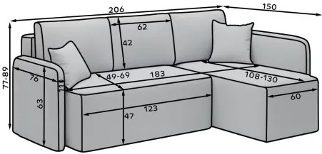 Coltar extensibil HADSON gri deschis Varianta de colt: Colt Dreapta