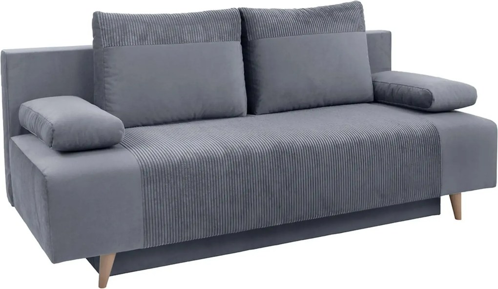 Canapea extensibila LEON, stofa catifelata gri - Poso 60, 191x89x92 cm