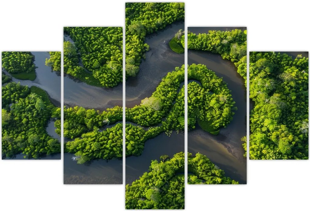 Tablou - Peisaj forestier cu râu (150x105 cm)