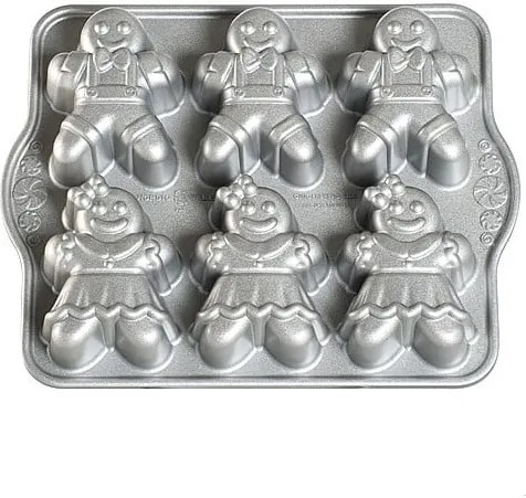 Formă pentru 6 mini checuri Nordic Ware Girls And Boys, 1,1 l, argintiu