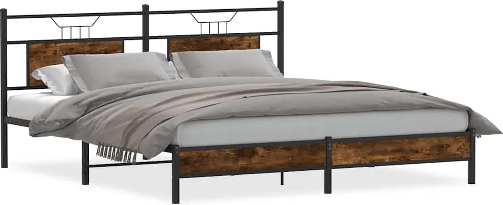 vidaXL Cadru de pat fără saltea Stejar afumat 183x213cm Lemn prelucrat