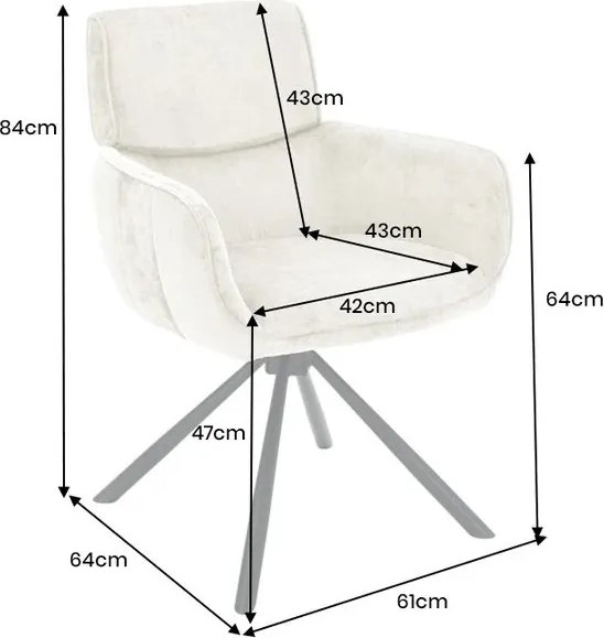 Set de 2 scaune pivotante, Metal Negru, Chenille Sampanie, UNIQUE A-46322 VC