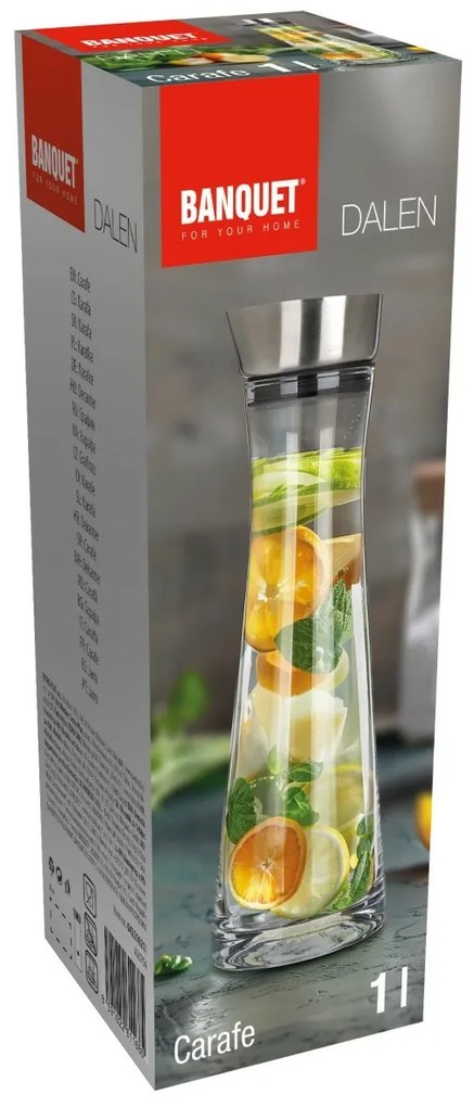 Banquet Carafă din sticlă cu turnător din oțelinoxidabil DALEN 1000 ml