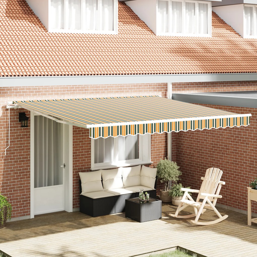 vidaXL Cortina Retractabilă Verde și galben 400 × 300 cm Poliester