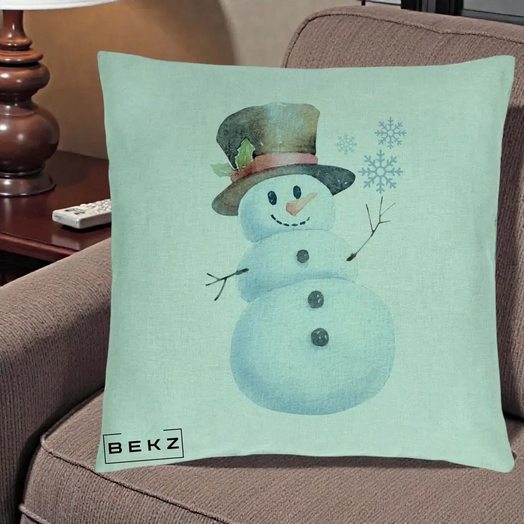 Perna Decorativa Om de Zapada cu Joben si Vasc, 40x40 cm, Verde Menta, Husa Detasabila, Perna Inclusa, BEKZ®