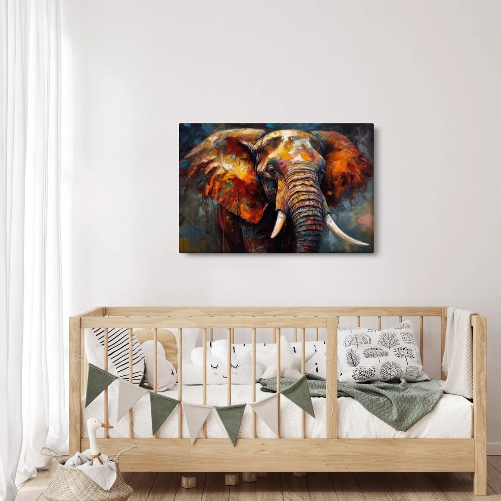 Tablou - Pictura unui elefant (90x60 cm)