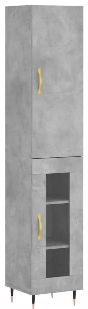 3199029 vidaXL Dulap înalt, gri beton, 34,5x34x180 cm, lemn prelucrat