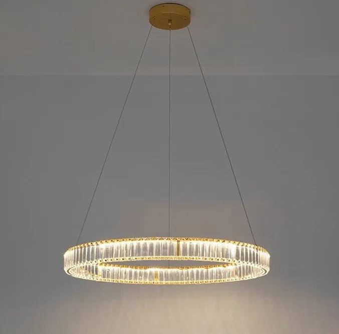 Lustra suspendata LED design ambiental Ring auriu 100cm