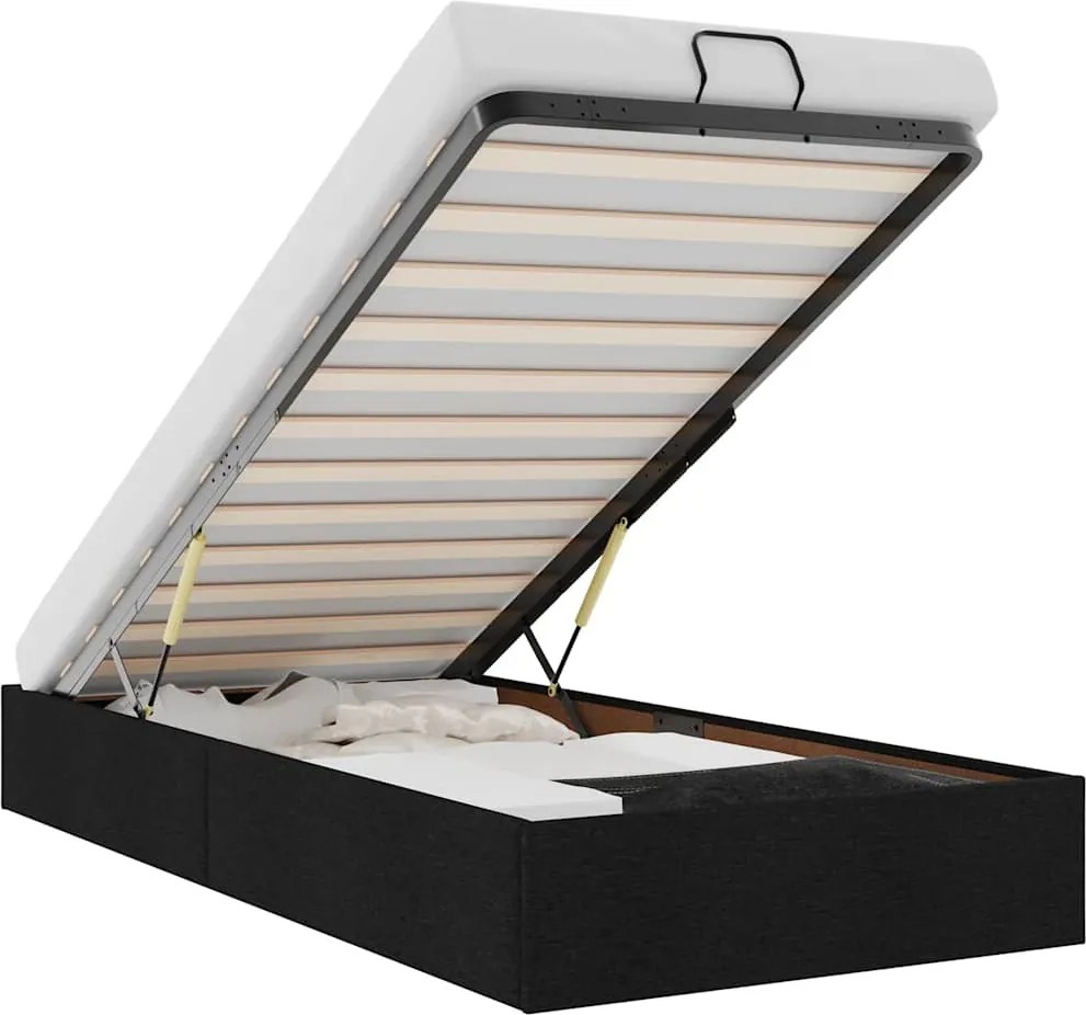 vidaXL Cadru pat otoman fără saltea țesătură neagră 90x200 cm