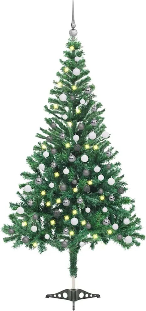 vidaXL Brad de Crăciun pre-iluminat cu globuri, 120 cm, 230 ramuri