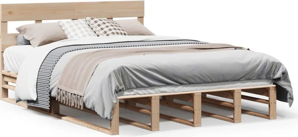 vidaXL Cadru de pat fără saltea, 160x200 cm, lemn masiv pin