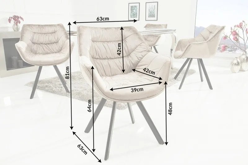 Scaun design retro Dutch Comfort, catifea greige