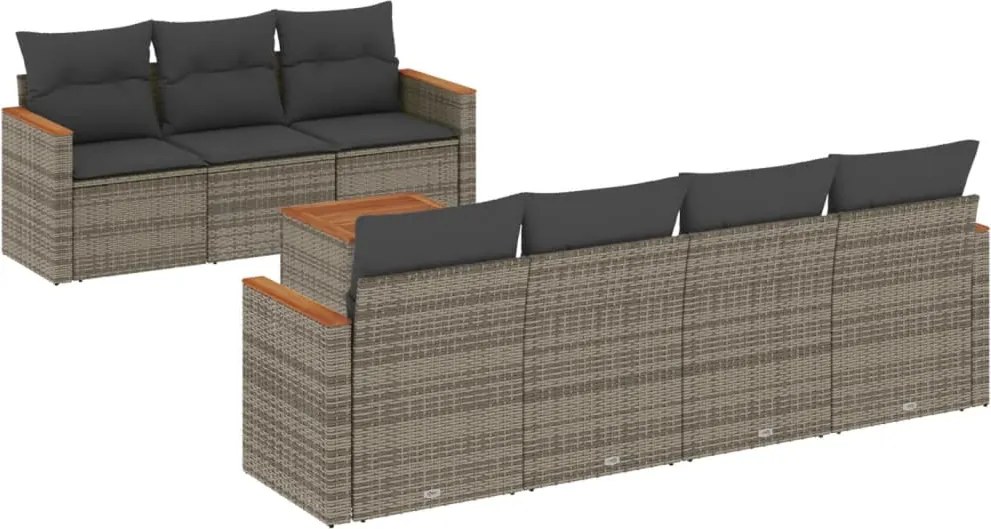vidaXL Set canapele de grădină cu perne, 8 piese, gri, poliratan