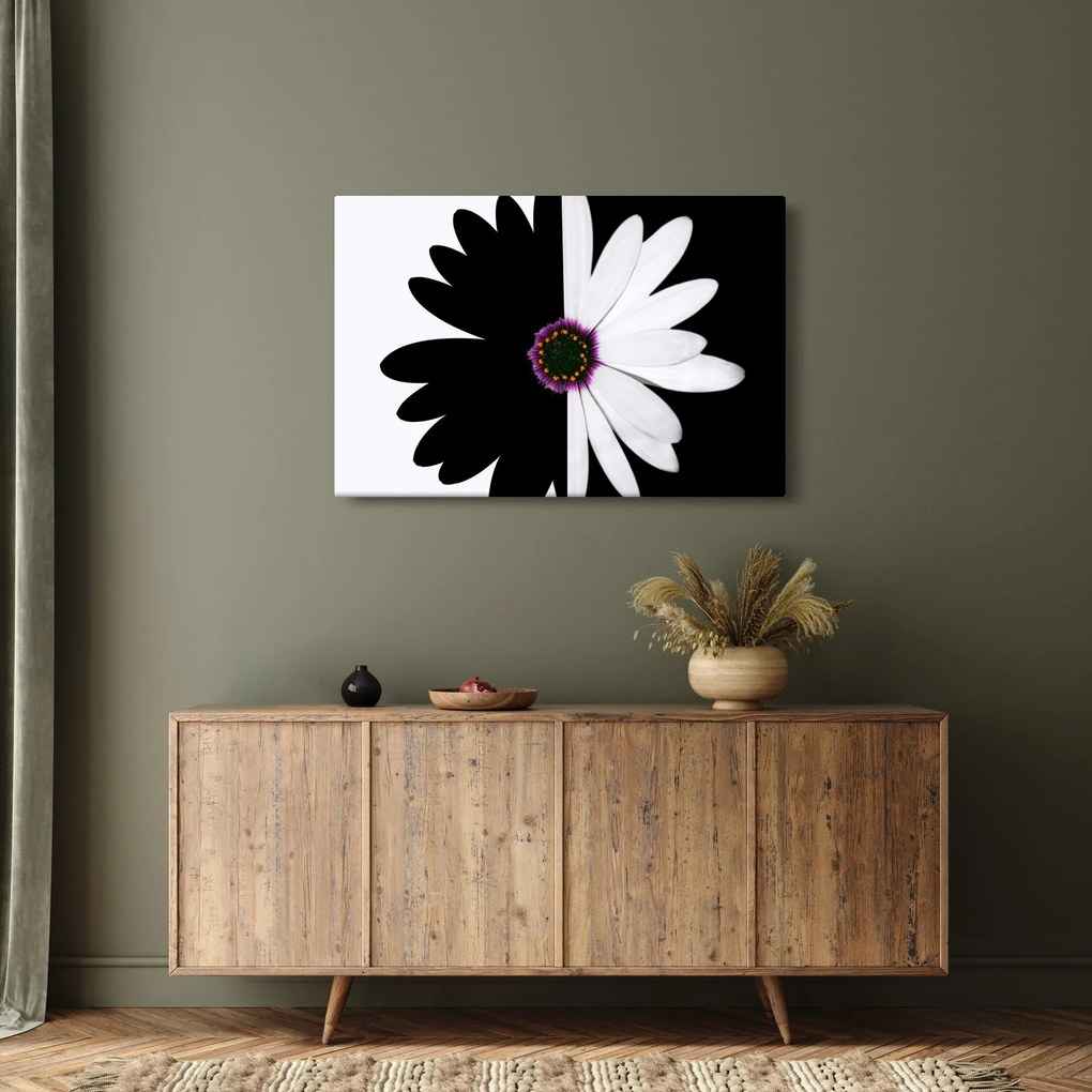 Tablou - Floare, alb- negru (90x60 cm)
