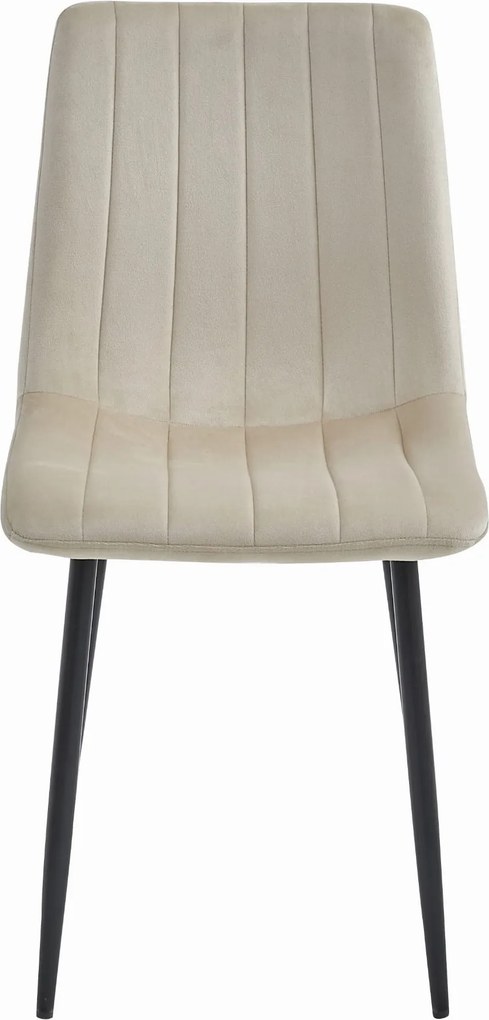OFERTA Scaun de catifea beige LAVA cu picioare negre II. calitate