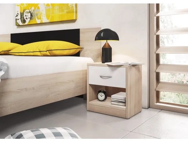 Noptieră NED stejar sonoma/albă