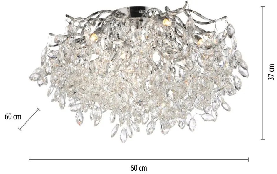 Lustra aplicata design magnific, crom, diametru 60cm, RICICLE