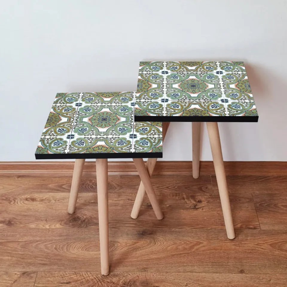 Set 2 Masute Auxiliare 2SHP39, MDF, Verde