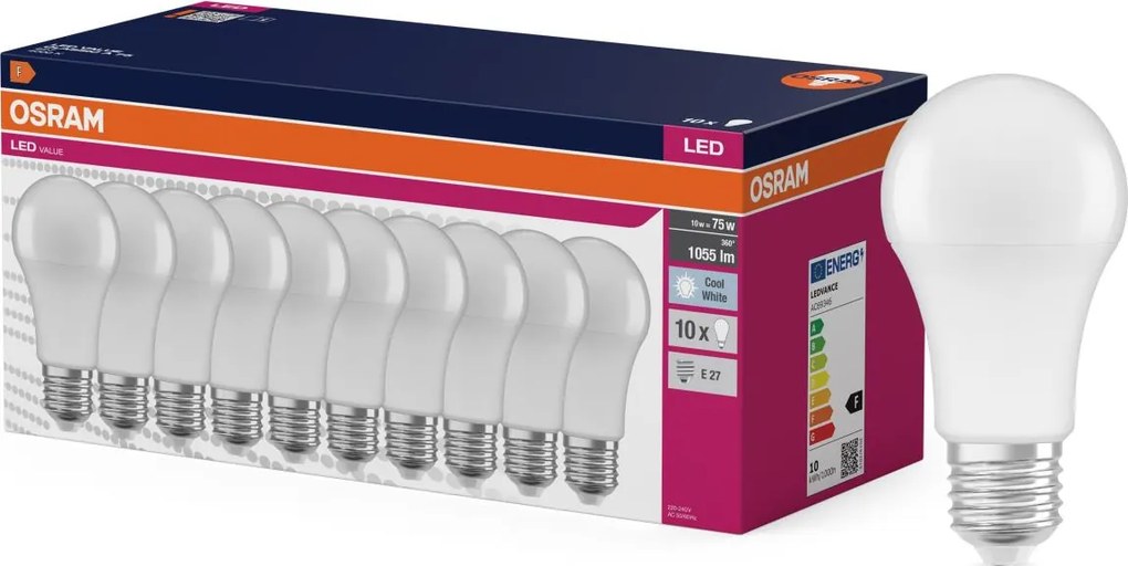 Set de 10 becuri LED CLASSIC A75 E27/10W/230V 4000K - Osram