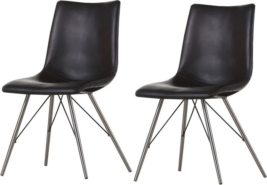 Set de 2 scaune Telford piele sintetica, negru