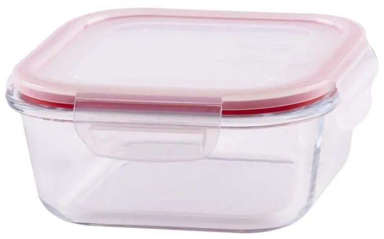 Recipient pentru alimente, BSG1, 0750 ml, 15x15x6 cm, patrat, sticla borosilicata PP, Clip, MagicHom