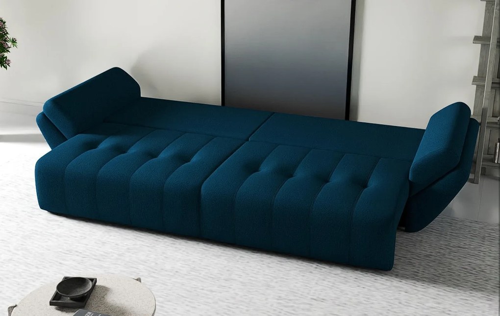 Canapea extensibilă dumonde cu ladă de depozitare si sezut confortabil din spuma high-density, Berlin Enjoy Petrol 300x100 cm