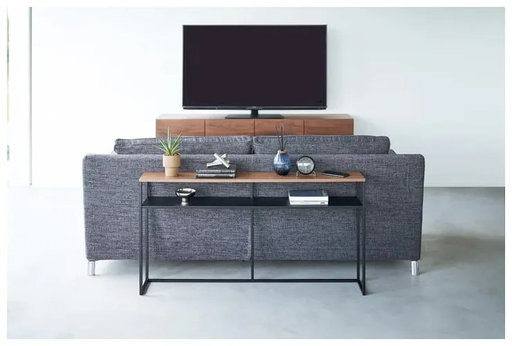 Masă consolă neagră/maro închis cu aspect de lemn de frasin 20,5x126 cm Tower – YAMAZAKI