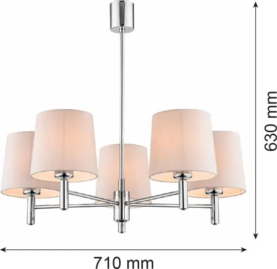 Brilagi - Lustru cu tijă MONTE 5xE27/60W/230V bej/crom lucios