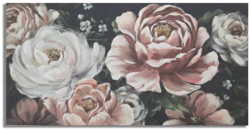 Tablou decorativ multicolor din lemn de Pin si panza, 120x3,7x60 cm, Red Flower-B Mauro Ferretti