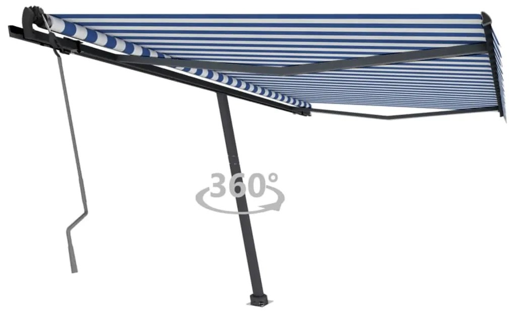 vidaXL Copertină autonomă retractabilă manual albastru&amp;alb 400x350 cm
