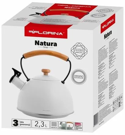 Ceainic din inox Florina Natura Line 2,3 l,alb