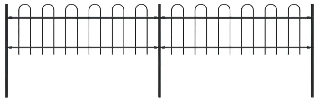 vidaXL Gard de grădină cu vârf circular din oțel, 359x60 cm, negru