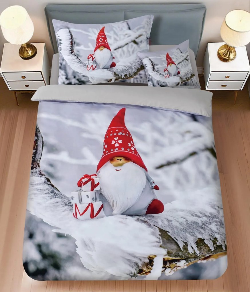 Lenjerie de pat din microsaten WINTER GNOME gri + husa pentru perna 45 x 45 cm gratuita Dimensiune lenjerie de pat: 70 x 90 cm | 140 x 200 cm