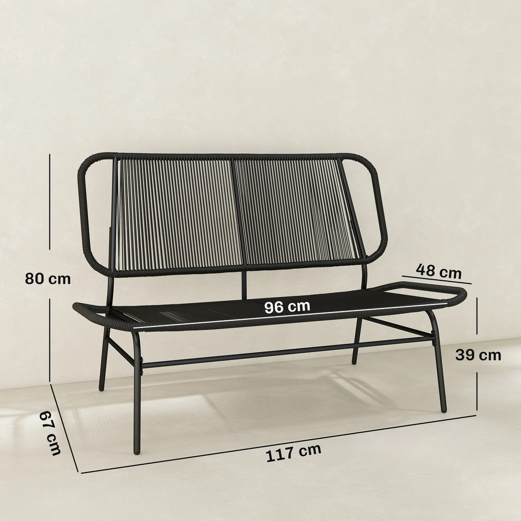 Outsunny Canapea din Ratan, Banchetă pentru Exterior, 2 Locuri, pentru Terasă | Aosom Romania
