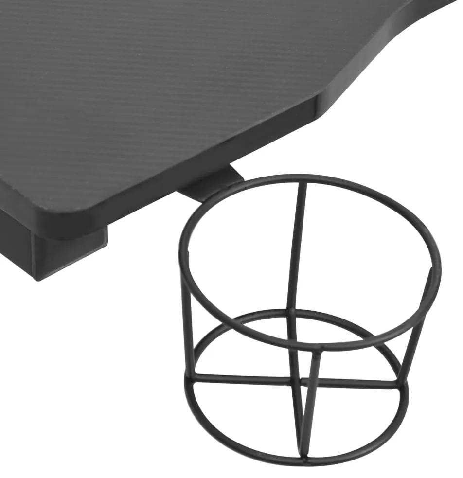 Birou de gaming cu picioare forma Y, negru, 110x60x75 cm, LED Negru, 110 x 60 x 75 cm