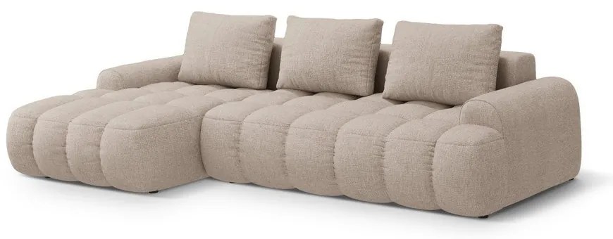 Colțar maro deschis extensibil/cu spațiu de depozitare (cu colț pe partea stângă/cu șezlong) Linz – Cosmopolitan Design