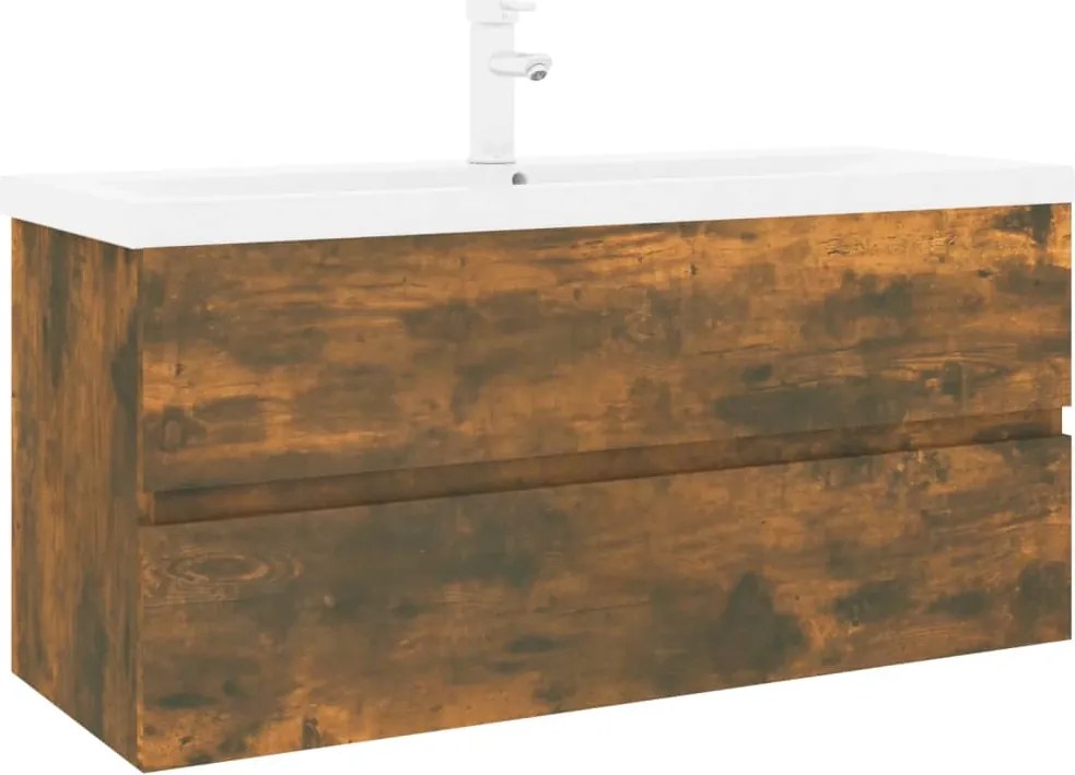 vidaXL Dulap chiuvetă bazin încorporat stejar fumuriu lemn prelucrat