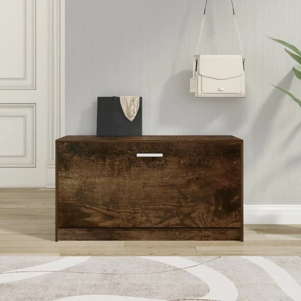 vidaXL Bancă pentru pantofi stejar fumuriu 80x24x45 cm lemn prelucrat