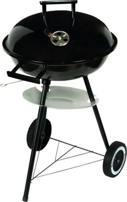 Gratar pe carbuni MasterGrill MG913, 42 cm, Manere, Otel emailat, Raft, 2 rotite, Negru/ Inox