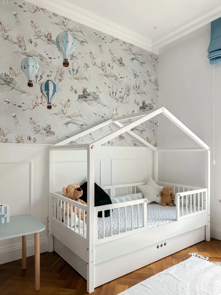 Pat copii Dream Nest Snow House alb 80x160 cm