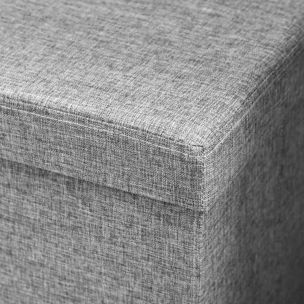 HOMCOM Bancă Pliabilă cu Spătar și Compartiment de 77L, Acoperire din Țesătură, 76x50x73 cm, Gri | Aosom Romania