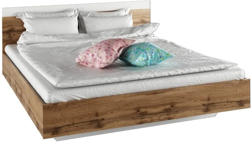 Pat dublu, 180x200, stejar wotan/alb, GABRIELA