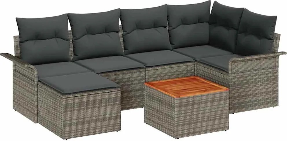 vidaXL Set de canapele pentru grădină 7 pcs Gri poliratan