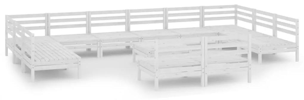 3083460 vidaXL Set mobilier de grădină, 13 piese, alb, lemn masiv de pin