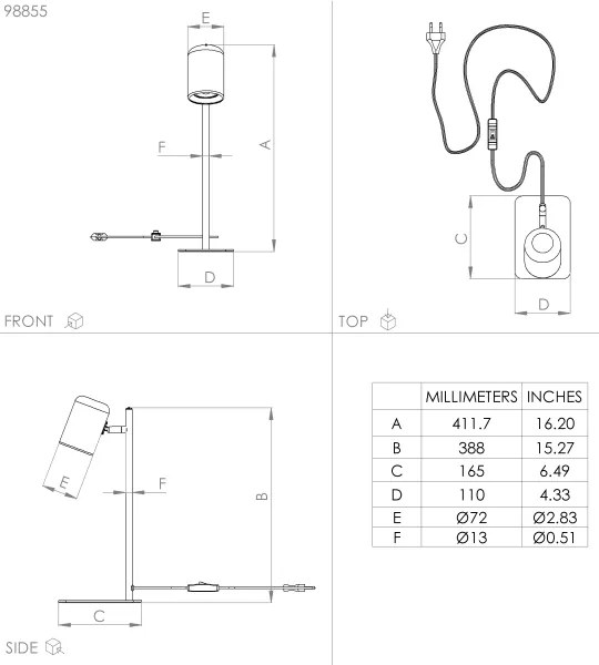 Lampă LED de masă CEPPINO 1xGU10/4,5W/230V neagră Eglo 98855