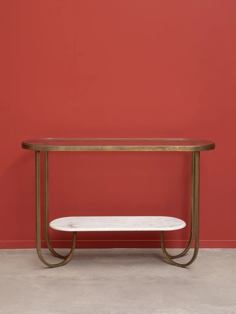 Consola din marmura si sticla, cu aspect vintage, Lahori
